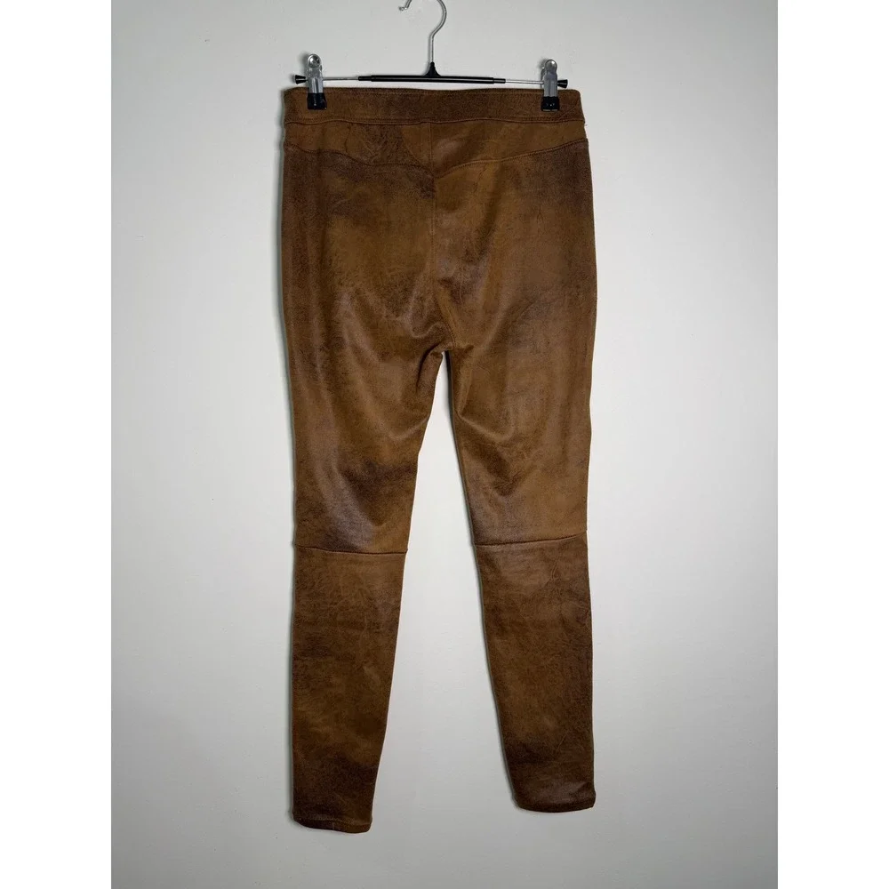 Free People‎ Vegan Leather Leggings Cognac Brown Moto Skinny Pants Size 2